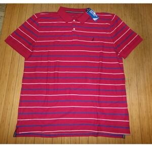 Nautica Mens S/S XXL TALL Polo Shirt~ Fuchsia Stripes~NWT